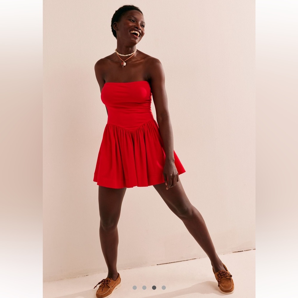 NWT free people Free-est Onda Tube mini dress in sold out red XS